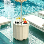 NicBex 2 in 1 Umbrella Stand Table with 1.5 Inch Hole, Beige - Image 4