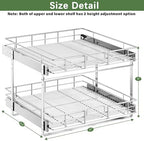 LOVMOR 2 Tier Individual Pull Out Cabinet Organizer 27" W x 21½" D, Slide Out Kitchen Cabinet Storage Sliding Shelves - Image 3