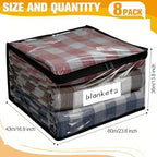 Plastic Storage Bags with Easy-Glide Zipper, Pack of 8, Durable Clear Vinyl Zippered Storage Bags for Clothes Sweaters Comforters Blankets Sheets Bedding (23.6 x 16.9 x 13.8 Inch, Transparent Black) - Image 2