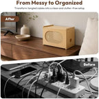 Natural Wood Router Box Hider with Rattan Doors, Tabletop Cable Management Cabinet to Hide Modem & Cords, Fits up to 11" H, 16"x10.4"x12" - Image 4