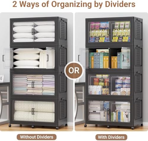 BROVIEW 800Qt Stackable Storage Bins with Lid for Room Closet, 4Pack,Black - Image 5