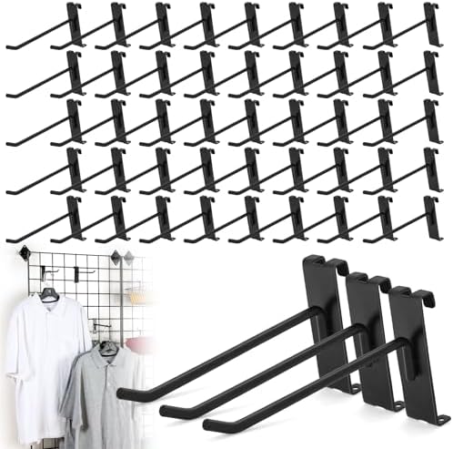 60 Pcs Gridwall Hooks, 6 Inch Grid Wall Hook Display for Gridwall Panels by BIOBUBANA