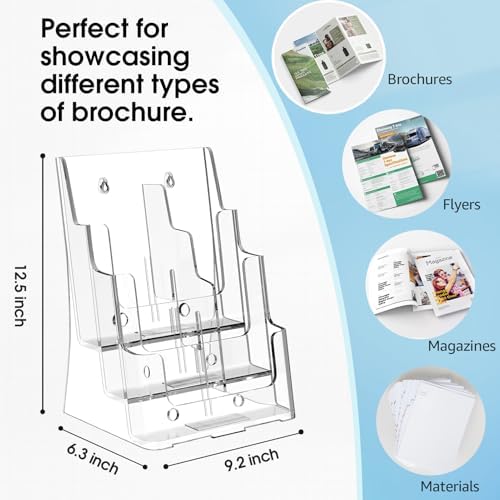 MaxGear Acrylic Brochure Holder 8.5 x 11 with Divider, 3 Tier, 2 Pack - Image 4