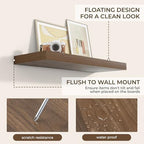 RICHFOCUS 36Inch Floating Shelves for Wall 2Pack, Walnut, 8" Deep - Image 6