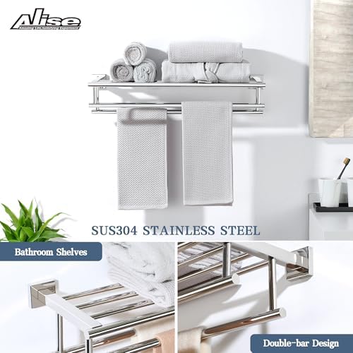 Alise Double Towel Rack for Bathroom Wall Mounted 24 Inch,Polished Chrome - Image 3