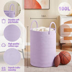 Artfeel Laundry Basket,Woven Cotton Rope Laundry Hamper,100L for Decorative Storage of Dirty Clothes,Toys and Blankets in Bathroom,Baby Room and Living Room - Image 6