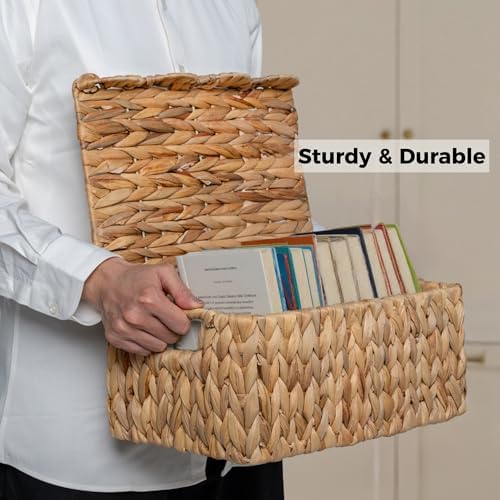 StorageWorks Wicker Storage Basket with Lid, Scalloped Wicker Baskets - Image 5