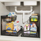 AceMining 2 Pack Under Sink Organizer, 2 Tier Pull Out Cabinet Storage Rack by AceMining