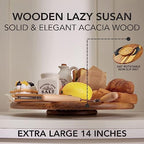 Acacia Wood Lazy Susan Wood Turntable Tray Cabinet Organizer, 16" - Image 4