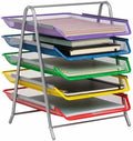 Mind Reader 5-Tier Paper Tray Organizer with Multicolor Trays, Classroom File Organizer for Teachers, Metal Mesh, Assorted Colors by MindReader