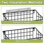 Wall Basket with Label Plate & 5 S-Hooks –4 Pack Hanging Wire Basket for Organizing, Wall Storage for Kitchen, Bathroom, Pantry, Laundry, RV – Hanging Wall Basket, Metal - Image 3