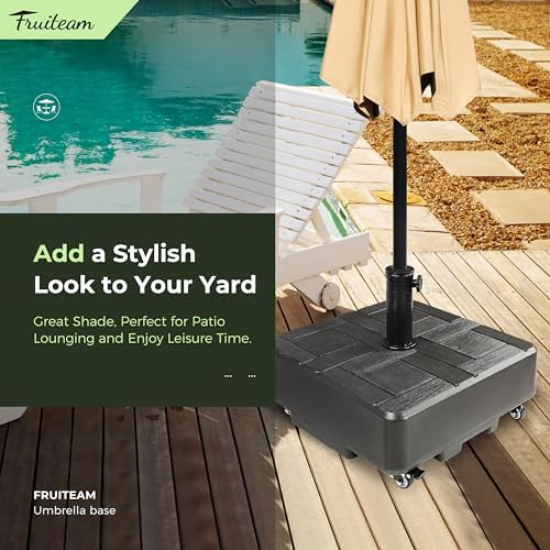 FRUITEAM 120 LBS Fillable Mobile Umbrella Base with Wheels - Image 7