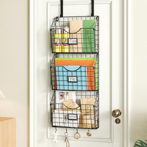X-cosrack 3-Tier Hanging Wall Files with Door Hooks and 6pcs S Shape Hooks by X-cosrack