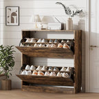 Xixini Shoe Storage Cabinet for Entryway with 2 Flip Drawers, Sturdy Wood Hidden Shoe Storage, Freestanding Narrow Slim Shoe Organizer for Front Door Entrance, Living Room, Hallway, Bedroom, Brown by Xixini