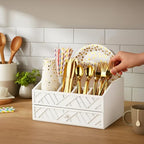 Marsui Wood Paper Plate Dispenser for Countertop, White - Image 5