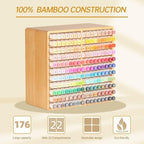 walowalo Markers Organizer Hold 176 Markers Birthday Gifts Bamboo Pen Holder Art Supply Pencil Alcohol Storage Organizer 22 Compartments All-in-One Marker Storage for Home Office Desk Classroom - Image 6