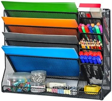 Jakyitvi Adjustable 5 Tiers Wall File Organizer Metal Hanging Holder Black by Jakyitvi