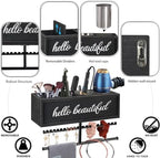 Rustic Hair Dryer Holder Wall Mounted,Hair Styling Tools & Accessories Organizer,Bathroom Supplies & hot Tools vanities Organizer Caddy,for Storage Flat Iron,Blow Dryer,Curling Iron,Towel - Image 4