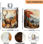 Vnurnrn Qtip Cotton Ball Holder Dispenser with Lid Autumn Forest Deer Print, Plastic Jars Bathroom Canisters Storage Organizer 4 Pack - Image 3