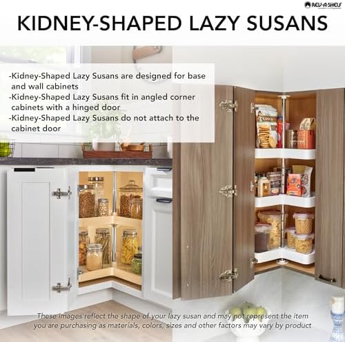 Lazy Daisy Polymer Kidney-Shaped 2-Shelf Lazy Susan for Corner Base Cabinets - Image 5
