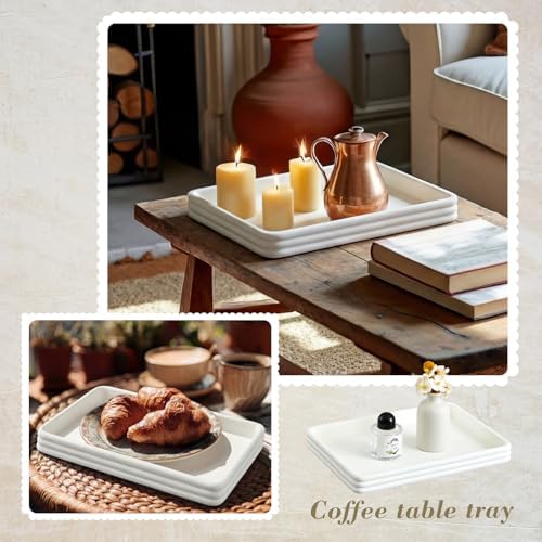 Leinuosen 14" White Rectangle Concrete Tray, Decorative with Cork Base - Image 6