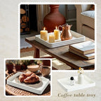 Leinuosen 14" White Rectangle Concrete Tray, Decorative with Cork Base - Image 6