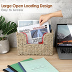 BTSKY Woven Hanging Magazine Holder, Seagrass Magazine Basket, Wall Mounted Storage Basket for Books & Files, Wall File Organizer Magazine Rack with Handle for Home & Office - 12x4.3x7.9 Inch - Image 5