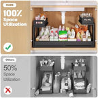 1 Pack-19"-32"W Expandable Under Sink Organizer With Upgrade Ball-Bearing Slide,2-Tier Pull Out Under Cabinet Organizer Height Adjustable,Not Suitable For Cabinets With Partitions In The Middle - Image 4