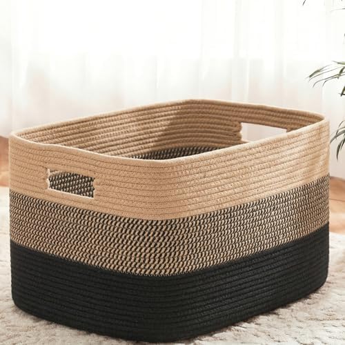 Artfeel Blanket Basket,Rectangle Woven Baskets for Storage,100L Laundry Basket for Decorative Nursery Blanket,Toys,Dirty Clothes and Magazine in Shelves,Baby Room,and Living Room by Artfeel