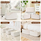 3 Pack Large Storage Basket for Organizing, 17.5"x13"x7" Woven Basket for Shelves, Closet Cube Storage Bins with Wrapped Handle, Cotton Rope Baskets for Kitchen, Clothes, Toys(Off White) - Image 5