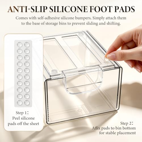 6 Pack Clear Stackable Storage Drawers Bathroom Makeup Organizer Bins - Image 4