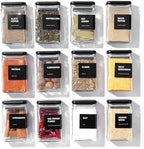 APT 1101 Glass Storage Jars with Bamboo Lid, glass canisters with airtight lids, Clear jars with lids for Spice, Cookie, Candy, Tea, Coffee Bean and Rice (Black, 4oz, set of 12) by APT1101