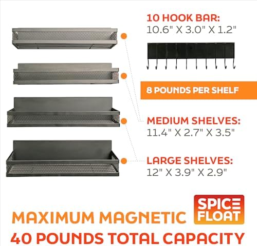 Houseify Spice Float Magnetic Spice Racks, Set of 4, Black - Image 2