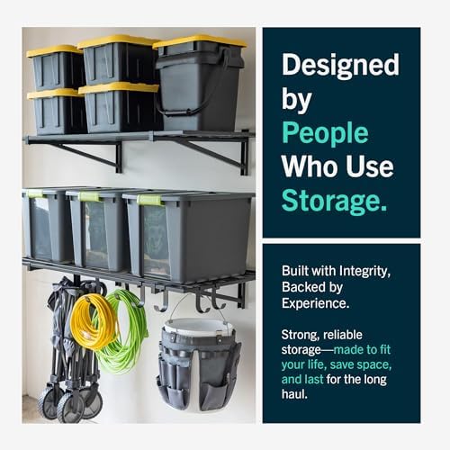 StoreYourBoard Garage Wall Shelf, 1x6 ft, Holds 500 lb, 6 Hooks, 2 Pack - Image 6