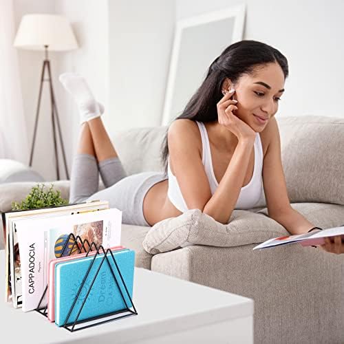 Thenshop 9 Pack Triangle File Storage 9 Slot Magazine File Storage Iron Desktop Magazine Organizer Vinyl Record Stand Holder Triangle Bookshelf Decor for Desk - Image 7