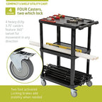 Pearington 3-Tier Compact Multi-Purpose Plastic Utility Cart with Lockable Wheels up to 300LBS, Black - Image 6