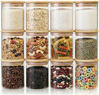 17 oz Glass Jars with Bamboo Lids, Airtight Food Storage Containers, 12Pack by HomArtist