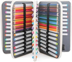 Vomgomfom 300 Slots Marker Case 4-Layer PU Leather, Handle, Gray Rose - Image 6