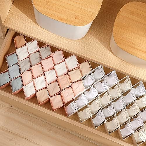 ROUFA Sock Drawer Organizer for Dresser, Honeycomb Underwear Dividers for Women, Panty Separator for Bras, Socks, Belt and Leggings (24pcs.Pink) - Image 6