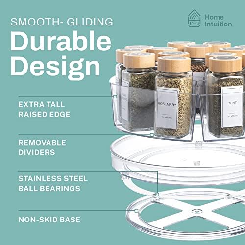 Home Intuition Round Plastic Lazy Susan Turntable Food Storage Container for Kitchen (5 Removable Bin, 2 Pack) - Image 7