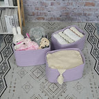 XUANGUO Woven Cotton Rope Storage Baskets 15x10x9.3" 3 Pack Purple Lavender - Image 5