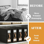 4 Pack Foldable Bed Sheets Set Organizers and Storage(King & Queen Size),Linen Fabric Closet Organizers with Window,Folding Bedding Storage Box for Bedsheets and Pillow Cube Organizer-Black - Image 2