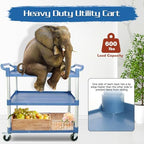 Utility Carts with Wheels Large Size Rolling Cart with Wheels Heavy Duty 600 LBS Food Cart with Lockable Wheels and Hammer for Kitchen/Office/Warehouse, 39.5" D x 19.3" W x 39.5" H(Grey Large Size) - Image 4
