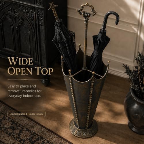 Vintage Umbrella Stand for Entryway, Metal Umbrella Holder - Image 6