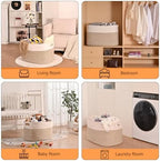ICERZCZ Extra Large Blanket Basket for Living Room, Rectangle Woven Cotton Rope Storage for Blankets, Toys, Clothes, Shoes, 25”x16”x16”, Off White & Brown, 108L - Image 4