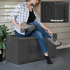 ROJIK Shoe Cabinet Waterproof UV-Resistant,Storage Bench Indoor Outdoor with Adjustable Shelves,for Entryway Bedroom,Hallway,Living Room(3 Door, Black) - Image 5
