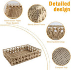 2 Pack File Folders Organizer,Woven Storage Basket for Folders,Mail,Letter,Office Supplies Desk Accessories for Women,Paper Letter Tray Desk Organizer,Stackable File Storage Desktop Organizer - Image 2