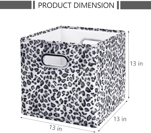 ANMINY Leopard Cheetah Print Storage Cubes Bins, Velvet, Gray, 13Inch 2PCS - Image 3