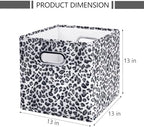 ANMINY Leopard Cheetah Print Storage Cubes Bins, Velvet, Gray, 13Inch 2PCS - Image 3