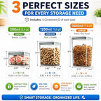 Airtight Food Storage Containers with Lids – 6 Pack BPA-Free Pop Containers for Pantry Organization, Cereal, Flour, Rice, Sugar – Stackable Kitchen Canisters (0.5, 1.2, 1.8 Qt) Set of 6 - Image 3